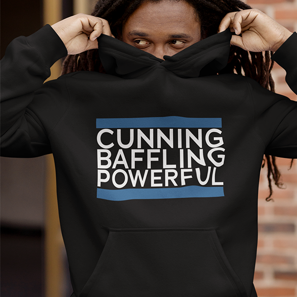 Cunning Baffling Powerful Premium Sober Apparel | Hoodie Black
