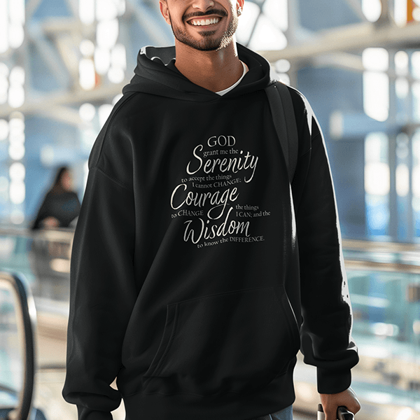 Serenity Prayer v3 Recovery Sober Spiritual Shirt Hoodie Black