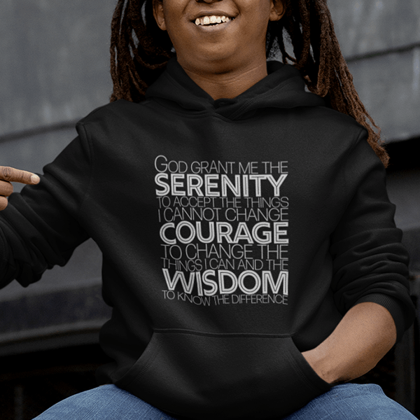 Serenity Prayer v1 Recovery Sober Spiritual Shirt Hoodie Black