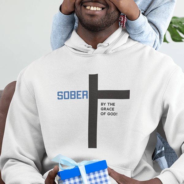 Sober By The Grace Of God Addiction Recovery Spiritual Shirt Hoodie White