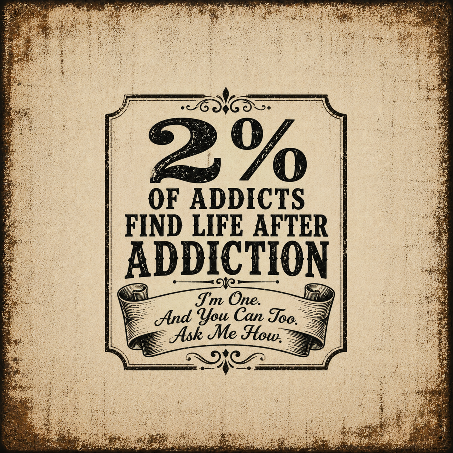 2% Of Addicts Find Life After Addiction. Vintage Wall Art Sober Lifestyle