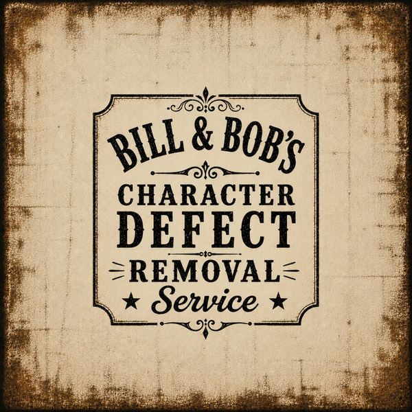 Bill  & Bob's Character Defect Removal Service Vintage Wall Art Sober Lifestyle