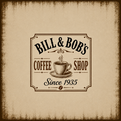 Bill & Bob's Coffee Shop Since 1935 Vintage Wall Art Sober Lifestyle