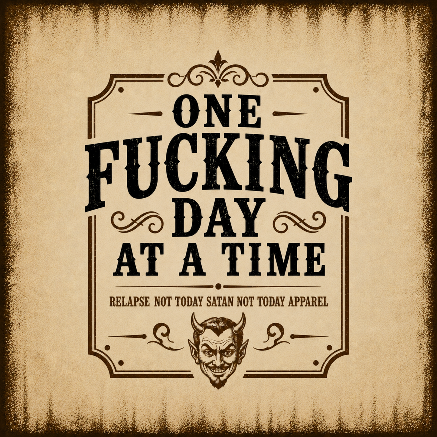 One Fucking Day At A Time Vintage Wall Art Sober Lifestyle