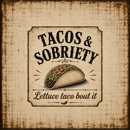 Tacos & Sobriety Lettuce Taco 'Bout It Vintage Wall Art Sober Lifestyle
