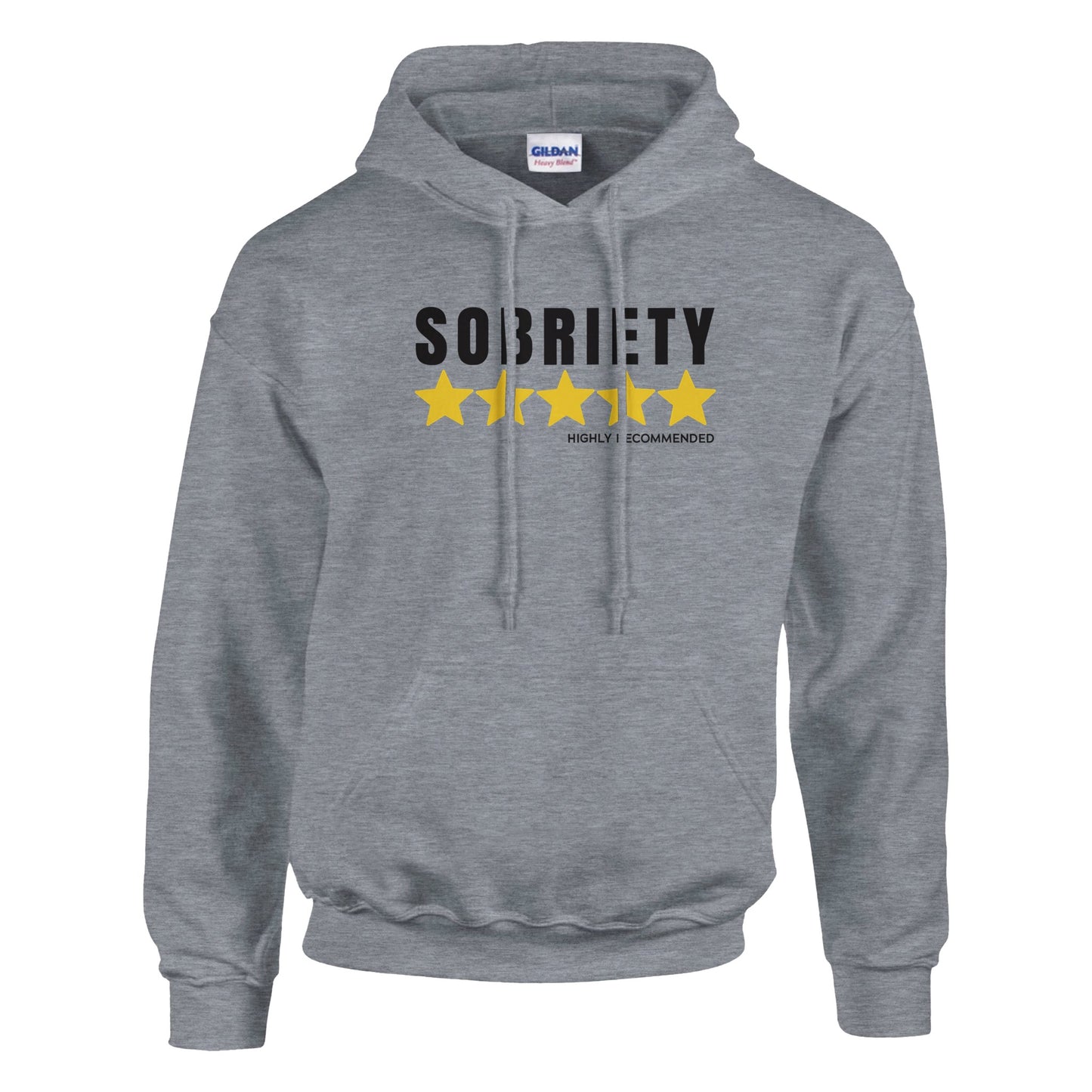 Sobriety 5 Stars Highly Recommended Premium Sober Apparel | Hoodie Sports Grey