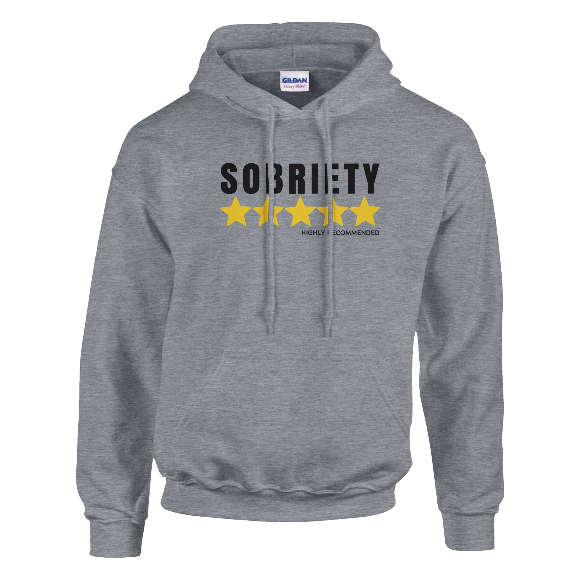 Sobriety 5 Stars Highly Recommended Premium Sober Apparel | Hoodie Sports Grey