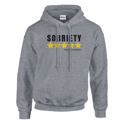 Sobriety 5 Stars Highly Recommended Premium Sober Apparel | Hoodie Sports Grey