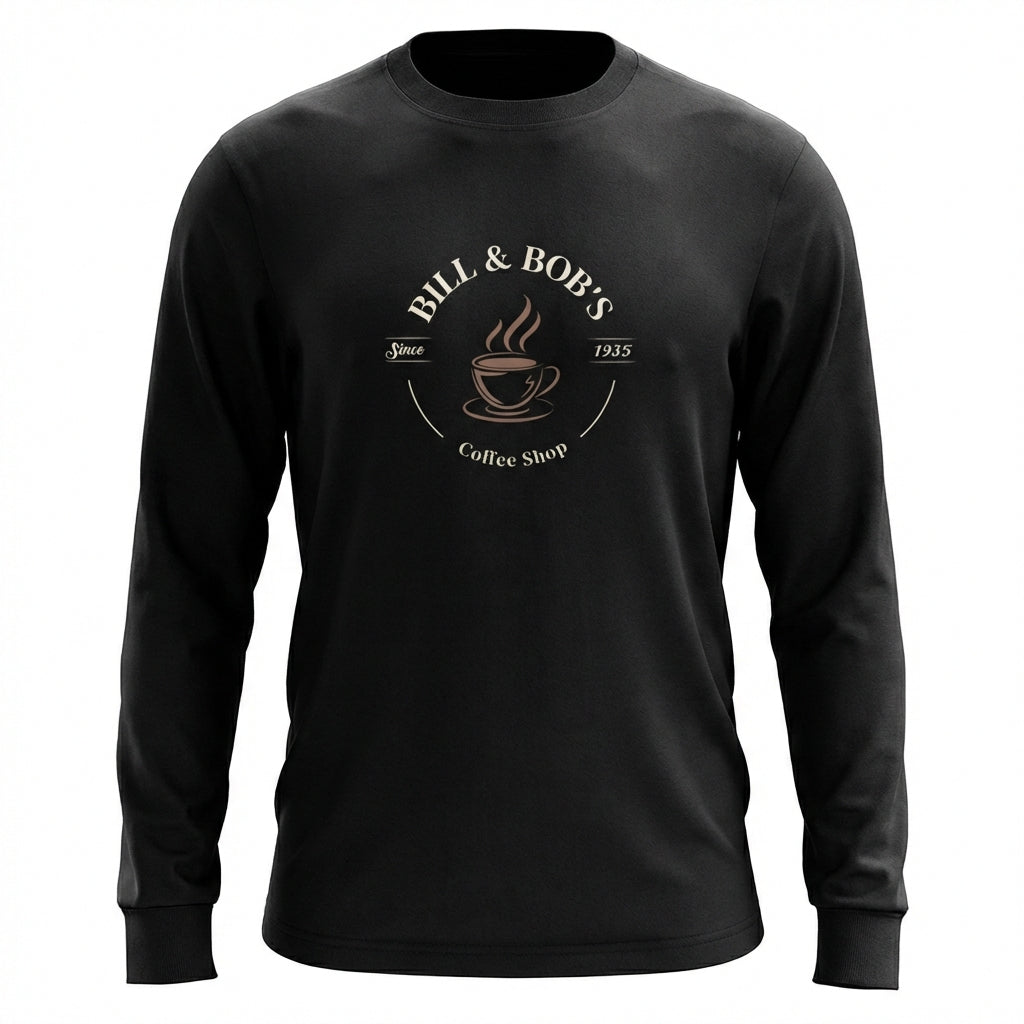 Bill & Bob's Coffee Shop Since 1935 Premium Sober Apparel | Long-sleeve Black