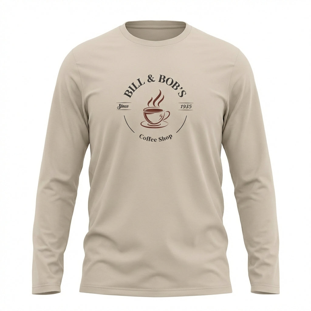 Bill & Bob's Coffee Shop Since 1935 Premium Sober Apparel | Long-sleeve Tan