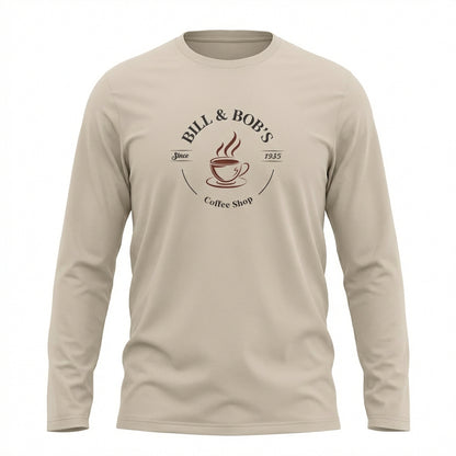 Bill & Bob's Coffee Shop Since 1935 Premium Sober Apparel | Long-sleeve Tan