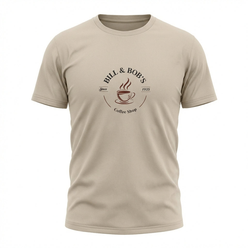Bill & Bob's Coffee Shop Since 1935 Premium Sober Apparel | T-shirt  Tan
