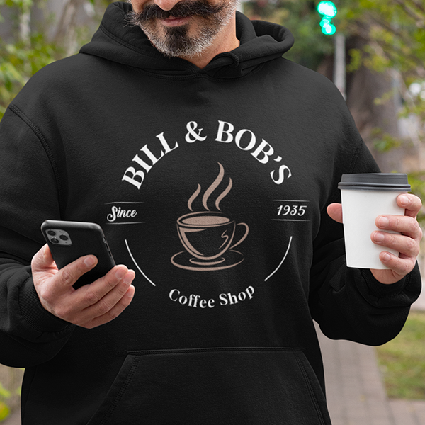 Bill & Bob's Coffee Shop Since 1935 Premium Sober Apparel | Hoodie Black