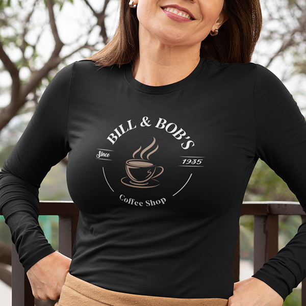Bill & Bob's Coffee Shop Since 1935 Premium Sober Apparel | Long-sleeve Black