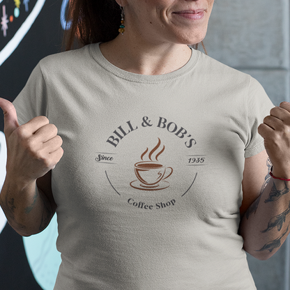 Bill & Bob's Coffee Shop Since 1935 Premium Sober Apparel | T-shirt Tan