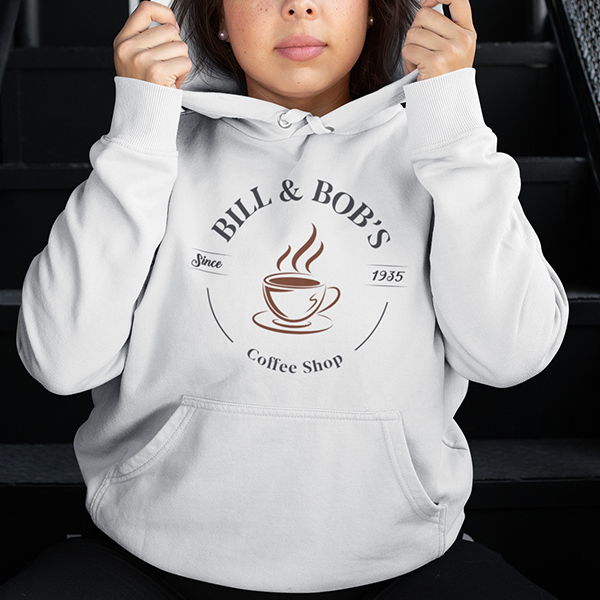 Bill & Bob's Coffee Shop Since 1935 Premium Sober Apparel | Hoodie White