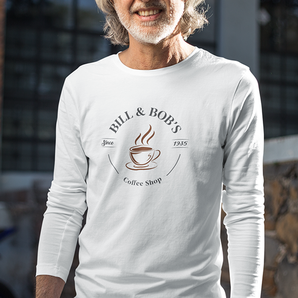 Bill & Bob's Coffee Shop Since 1935 Premium Sober Apparel | Long-sleeve White