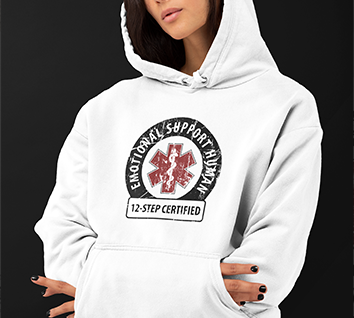 Emotional Support Human Premium Sober Apparel White Hoodie