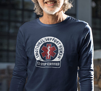 Emotional Support Human Premium Sober Apparel Navy Long-sleeve
