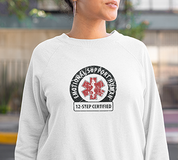 Emotional Support Human Premium Sober Apparel White Sweatshirt