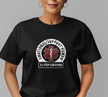 Emotional Support Human Premium Sober Apparel Black T-shirt