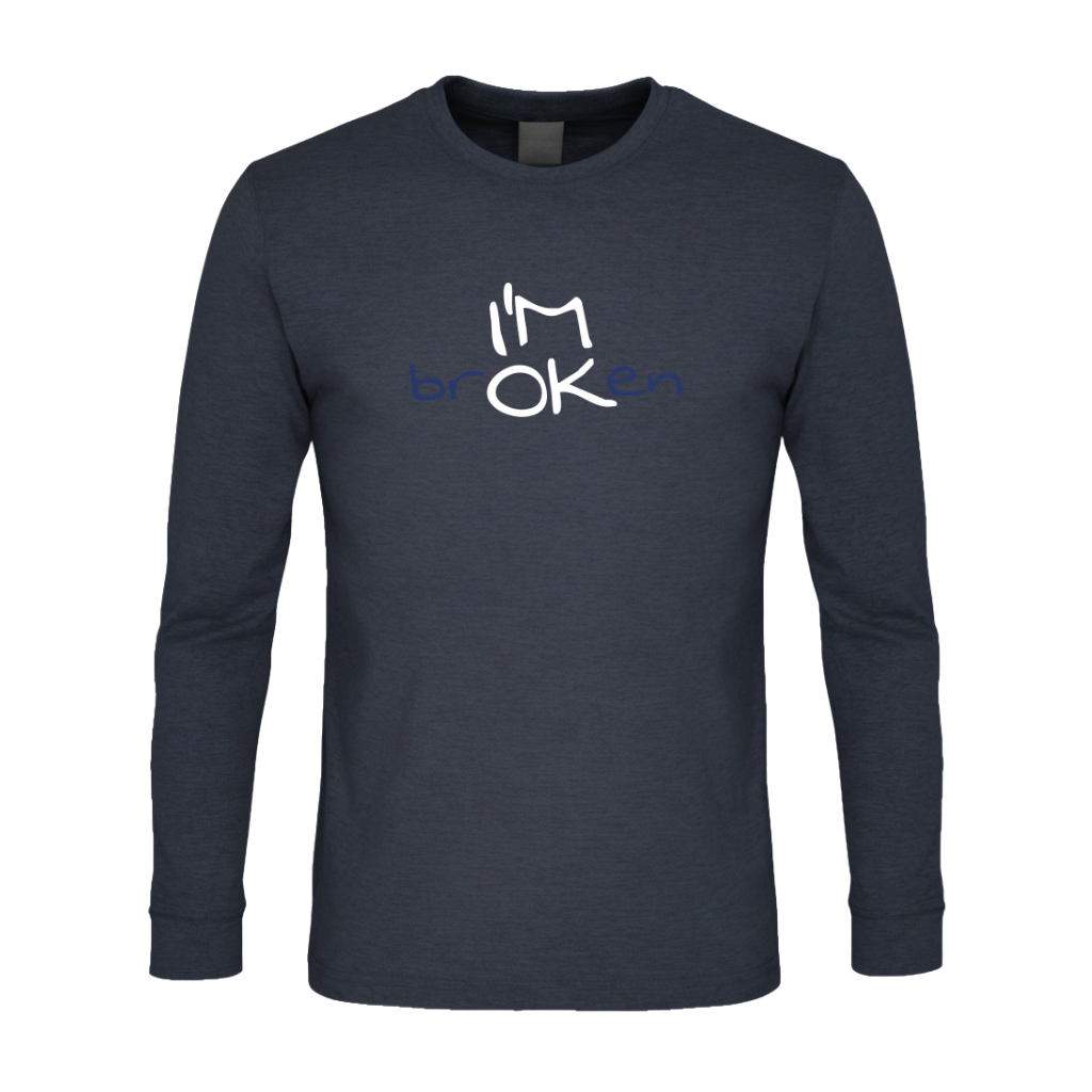 I'M brOKen Premium Sober Apparel Long-sleeve Navy