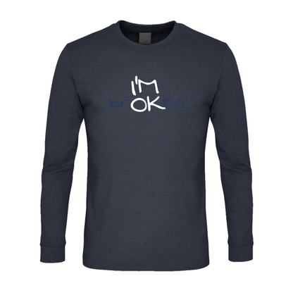 I'M brOKen Premium Sober Apparel Long-sleeve Navy