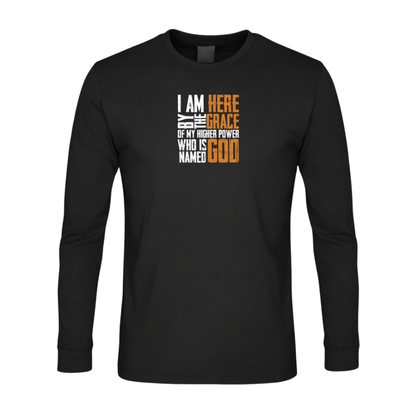 I Am Here By The Grace Of My Higher Power Who's Name Is God Premium Sober Apparel Long-sleeve Black