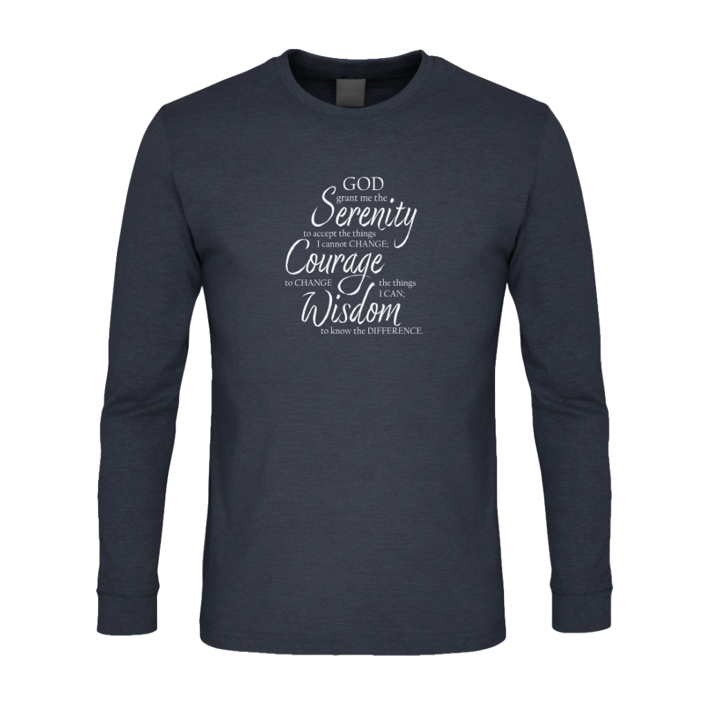 Serenity Prayer v3 Premium Sober Apparel Long-sleeve Navy
