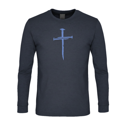 Three Nail Cross Premium Sober Apparel Long-sleeve Navy