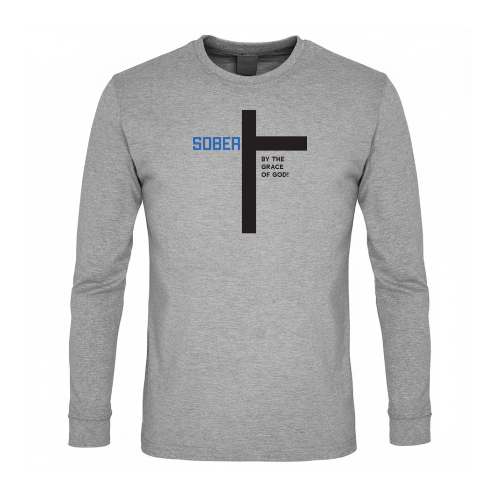 Sober By The Grace Of God Premium Sober Apparel Long-sleeve Sports Grey