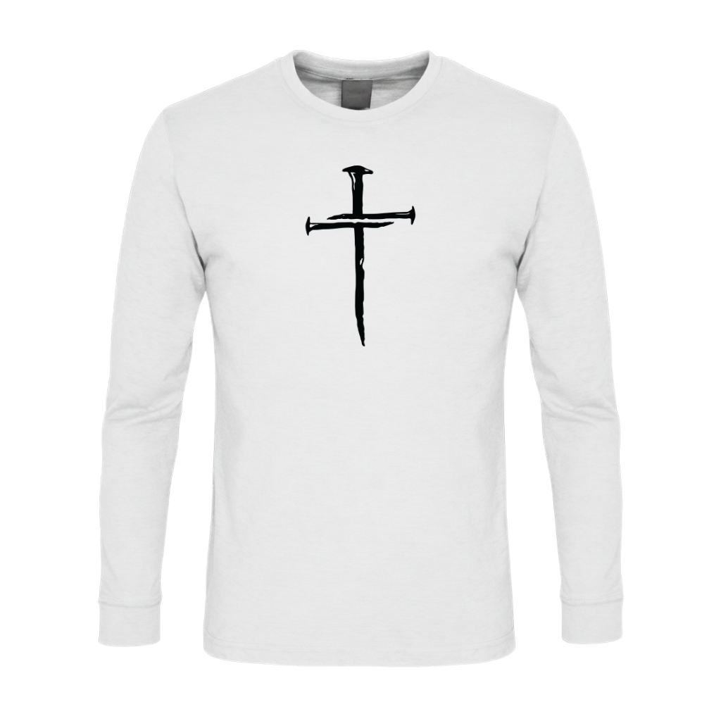 Three Nail Cross Premium Sober Apparel Long-sleeve White