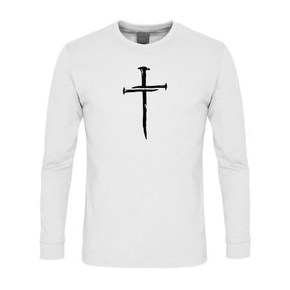 Three Nail Cross Premium Sober Apparel Long-sleeve White