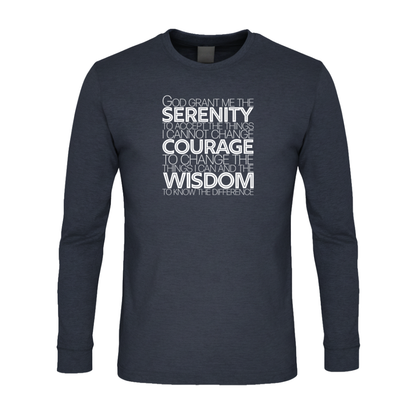 Serenity Prayer v1 Premium Sober Apparel Long-sleeve Navy