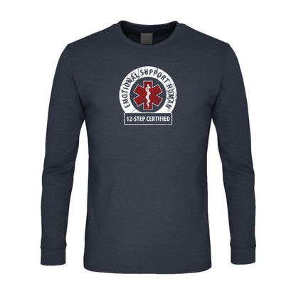 Emotional Support Human Premium Sober Apparel Navy Long-sleeve