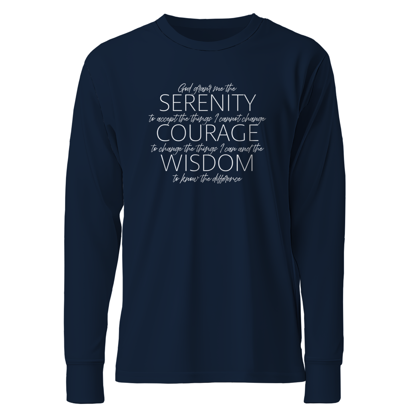 Serenity Prayer v2 Premium Sober Apparel Long-sleeve Navy