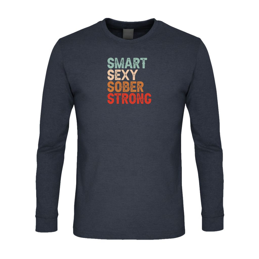Smart Sexy Sober Strong Premium Sober Apparel Navy Long-sleeve