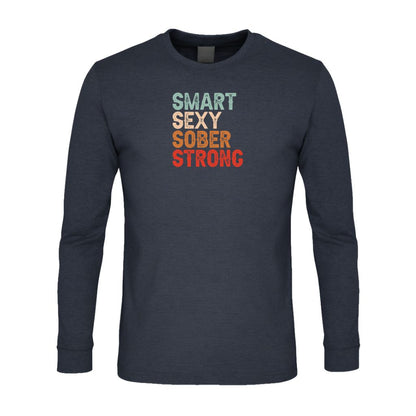 Smart Sexy Sober Strong Premium Sober Apparel Navy Long-sleeve