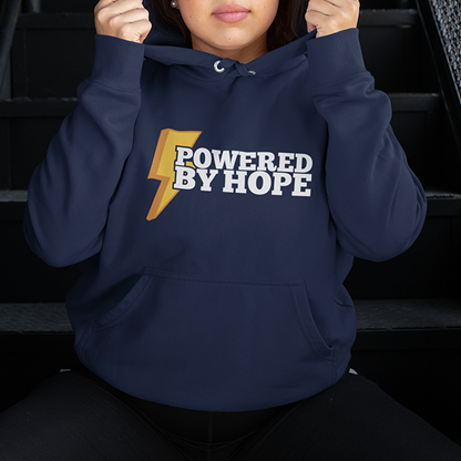 Powered By Hope Premium Sober Apparel Hoodie Navy