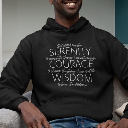 Serenity Prayer v2 Premium Sober Apparel Hoodie Black