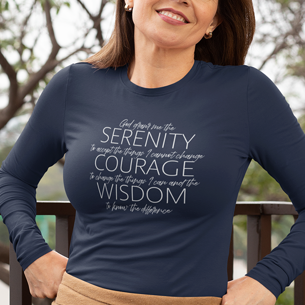 Serenity Prayer v2 Premium Sober Apparel Long-sleeve Navy