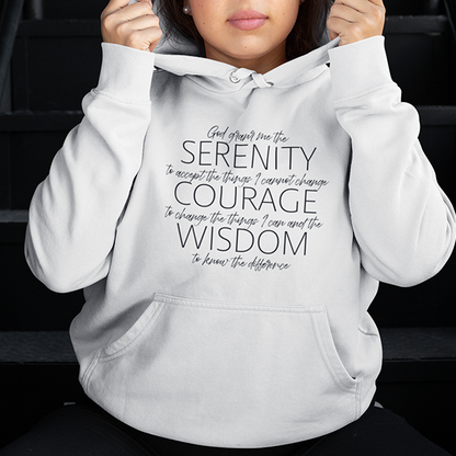 Serenity Prayer v2 Premium Sober Apparel Hoodie Sports Grey