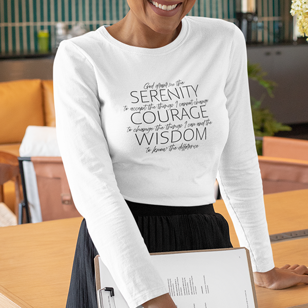 Serenity Prayer v2 Premium Sober Apparel Long-sleeve White