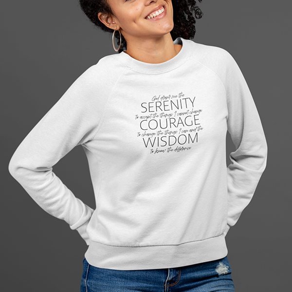 Serenity Prayer v2 Premium Sober Apparel Sweatshirt White