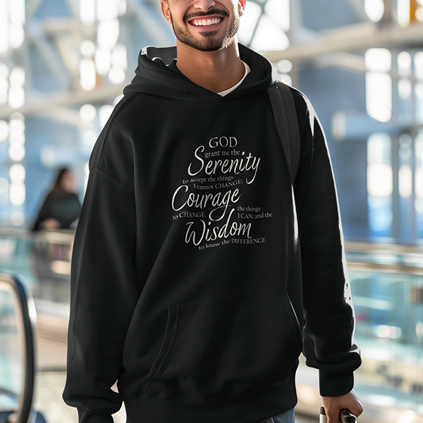 Serenity Prayer v3 Premium Sober Apparel Hoodie Black