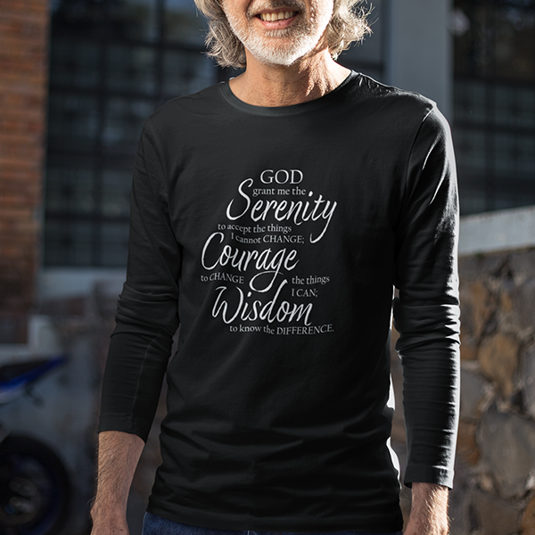 Serenity Prayer v3 Premium Sober Apparel Long-sleeve Navy