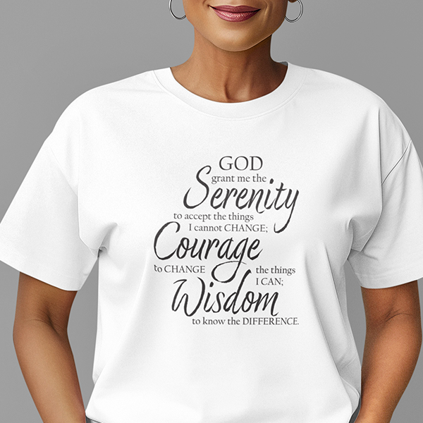 Serenity Prayer v3 Premium Sober Apparel T-shirt White