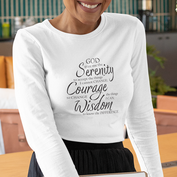 Serenity Prayer v3 Premium Sober Apparel Long-sleeve White