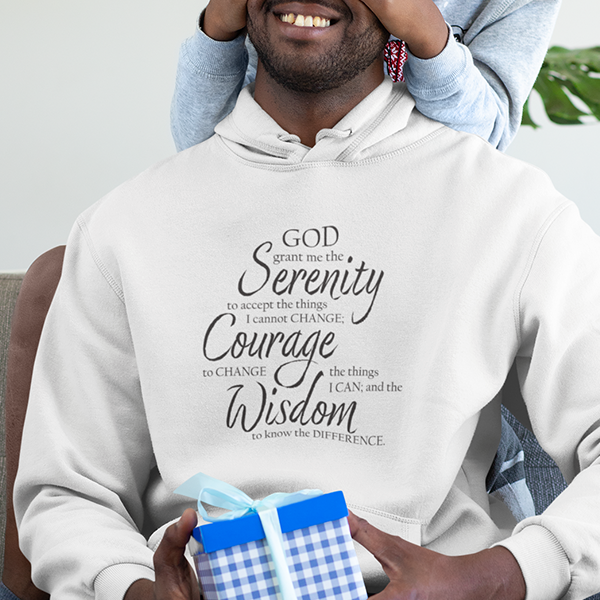 Serenity Prayer v3 Premium Sober Apparel Hoodie White