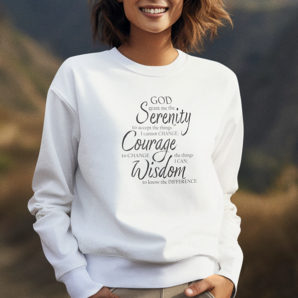 Serenity Prayer v3 Premium Sober Apparel Sweatshirt White